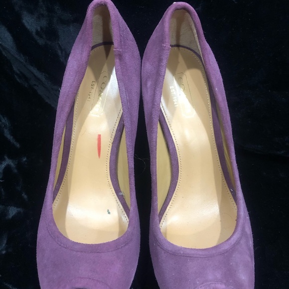 COACH suede peep toe pumps - Picture 2 of 8